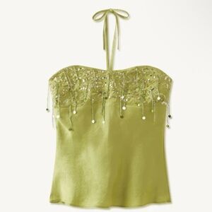 Elegant Olive Green Embellished Camisole